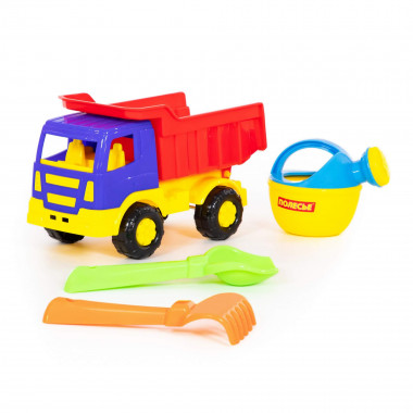 Набор №190: Салют, автомобиль-самосвал + совок №2, грабельки №2, лейка малая №3 — Полесье Россия