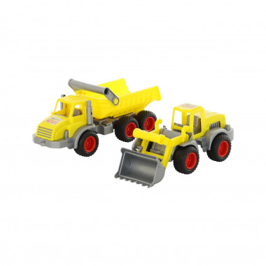 Трёхосный самосвал и трактор погрузчик КонсТрак — Полесье Россия