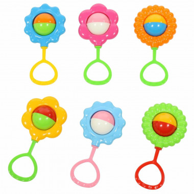 Погремушка детская (микс №2)6 погремушки Ромашка 6 погремушки Подсолнух 6 погремушки Василёк (итого 18 шт) — Полесье Россия