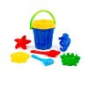 Набор №362: ведро-цветок большое, ситечко-цветок большое, лопатка №5, грабельки №5, 4 формочки (краб, конек, звезда, ракушка) фото 3 &mdash; Полесье Россия