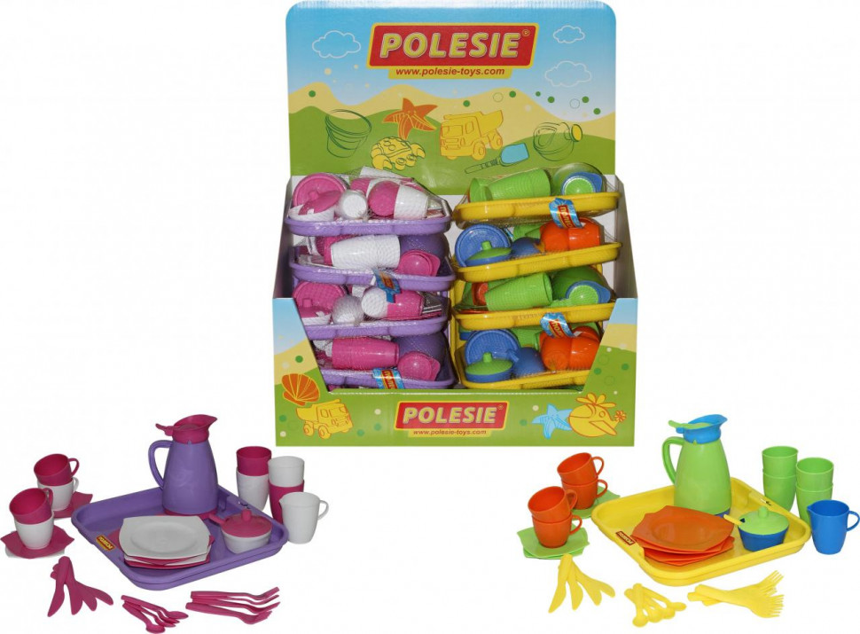 Набор детской посуды Алиса с подносом на 4 персоны (дисплей №8) Polesie - 12 наборов фото 1 — Полесье Россия