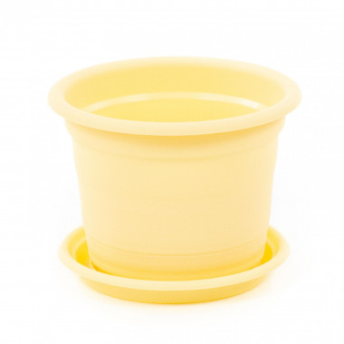 Цветочный горшок светло-желтый Ксения №4 d160 мм, h122 мм с поддонником - 1,25 л — Полесье Россия