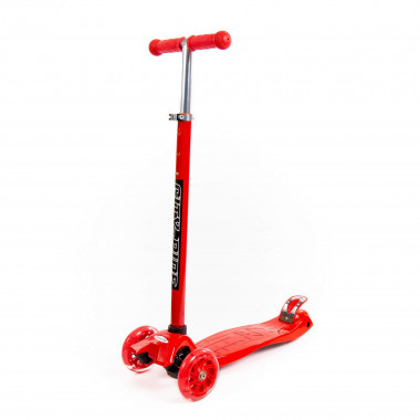 Трехколесный самокат светятся колеса, регулируется руль (красный) — Полесье Россия