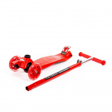 Трехколесный самокат светятся колеса, регулируется руль (красный) — Полесье Россия