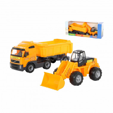Игрушка машина Volvo самосвал с полуприцепом + трактор погрузчик — Полесье Россия