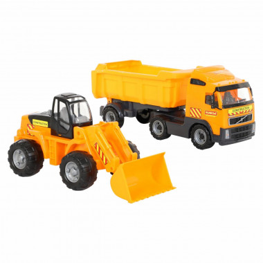 Игрушка машина Volvo самосвал с полуприцепом + трактор погрузчик — Полесье Россия