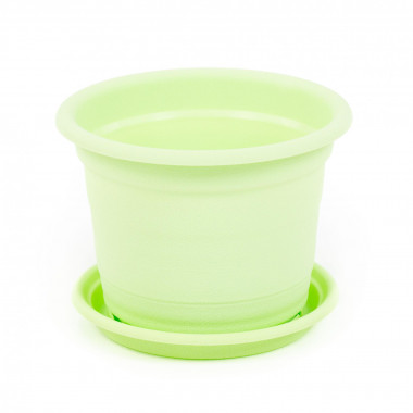 Цветочный горшок светло-зеленый Ксения №4 d160 мм, h122 мм с поддонником - 1,25 л — Полесье Россия