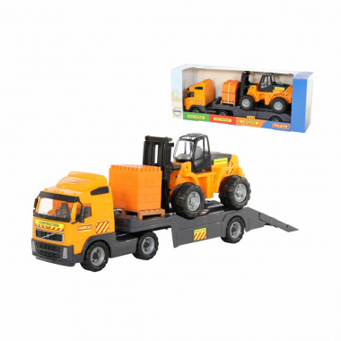 Игрушка машина трейлер Volvo + автокар + конструктор Супер-Микс (30 элементов) — Полесье Россия