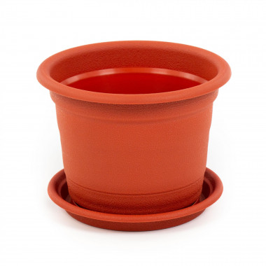Цветочный горшок коричневый Ксения №4 d160 мм, h122 мм с поддонником - 1,25 л — Полесье Россия
