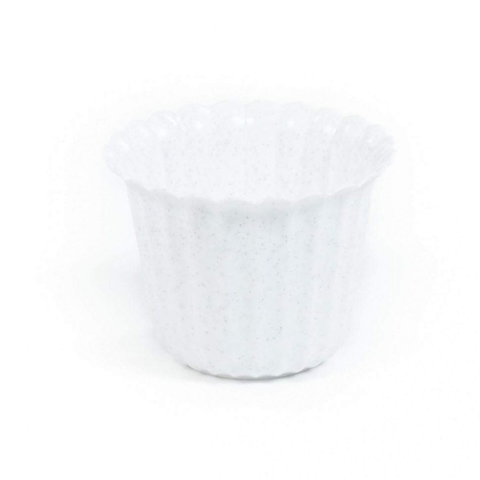 Цветочный горшочек белый мрамор Виола d97 мм, h=74 мм - 0,25 л фото 1 — Полесье Россия