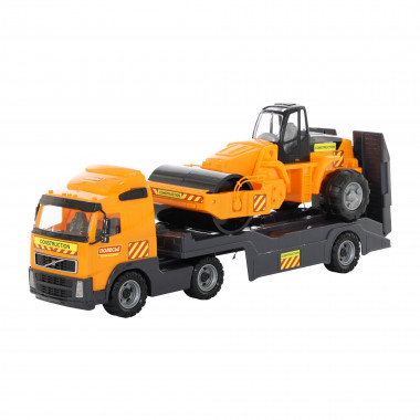 Игрушка автомобиль-трейлер  Volvo + дорожный каток — Полесье Россия