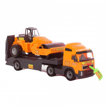 Игрушка автомобиль-трейлер  Volvo + дорожный каток — Полесье Россия