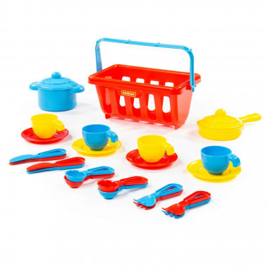 Набор детской посуды TOP chef с корзинкой №2 на 4 персоны — Полесье Россия