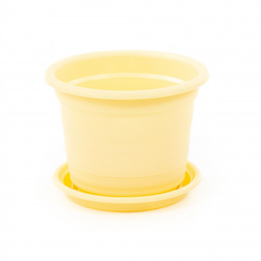 Цветочный горшок светло-желтый Ксения №5 d188 мм, h142 мм с поддонником - 2 л — Полесье Россия