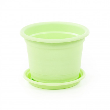 Цветочный горшок светло-зеленый Ксения №5 d188 мм, h142 мм с поддонником - 2 л — Полесье Россия