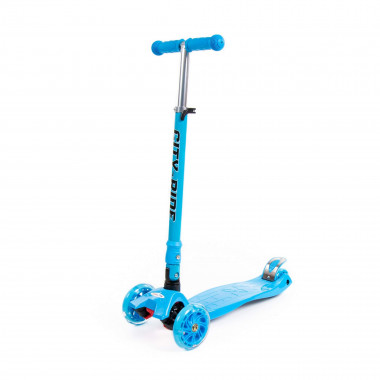 Трехколесный складной самокат с подсветкой (голубой) — Полесье Россия