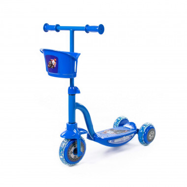 Трехколесный музыкальный самокат с корзиной (синий) — Полесье Россия