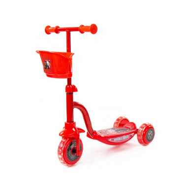 Трехколесный музыкальный самокат с корзиной (красный) — Полесье Россия