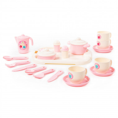 Набор детской посуды Хозяюшка с подносом на 4 персоны (V6) 29 элементов — Полесье Россия