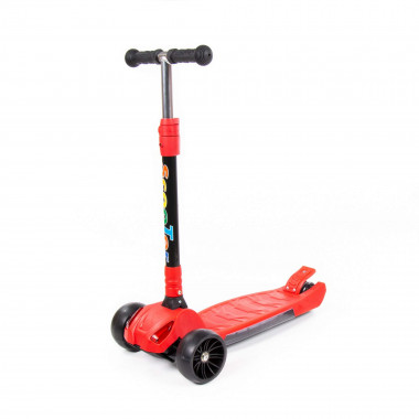 Трехколесный складной самокат с фарами, музыкой и подсветкой (красно-черный) — Полесье Россия