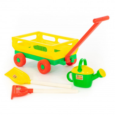 Набор №482: Тележка №2 с ручкой, лопата №15, грабли №15, лейка №8 — Полесье Россия