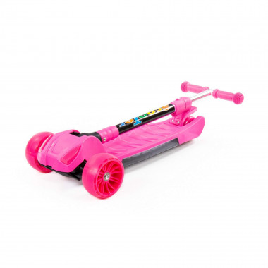 Трехколесный складной самокат для девочек с фарами, музыкой и подсветкой — Полесье Россия