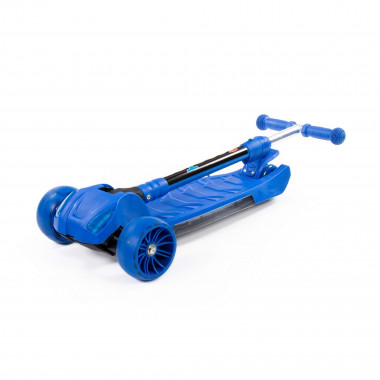 Трехколесный складной самокат с фарами, музыкой и подсветкой (синий) — Полесье Россия