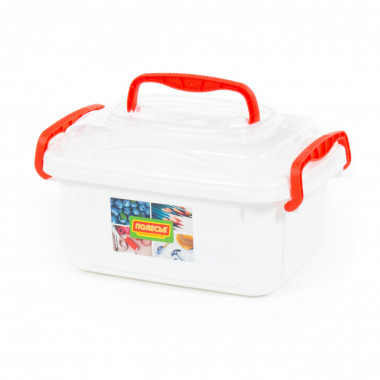 Контейнер №54 с крышкой, 285х195х155 мм, 3,6 литра (корпус белый, крышка бесцветная) — Полесье Россия