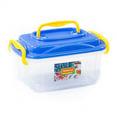 Контейнер №54 с крышкой, 285х195х155 мм, 3,6 литра (корпус бесцветный, крышка синяя) — Полесье Россия