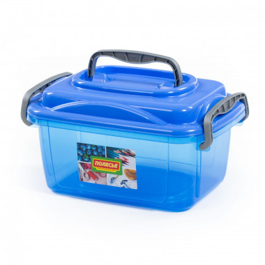 Контейнер №54 с крышкой, 285х195х155 мм, 3,6 литра (корпус прозрачно-синий, крышка синяя) — Полесье Россия